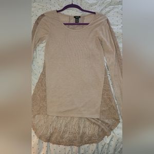 Long Sleeve Brown Lace Rue 21 Blouse